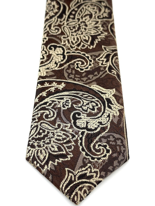 Legend Accessories Σετ Ανδρικής Γραβάτας με Σχέδια σε Καφέ Χρώμα
