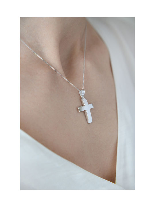 Kritsimis Women's White Gold Cross 14K with Chain