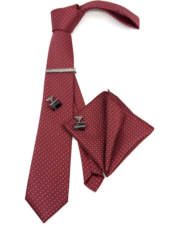 Legend Accessories Men's Tie Set Printed in Red Color
