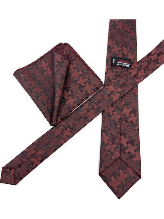 Legend Accessories Men's Tie Set Printed in Burgundy Color