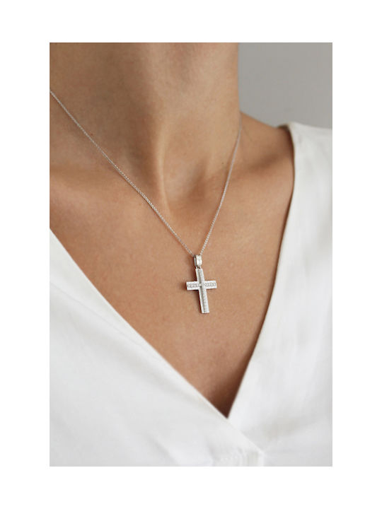 Kritsimis Women's White Gold Cross 14K with Chain