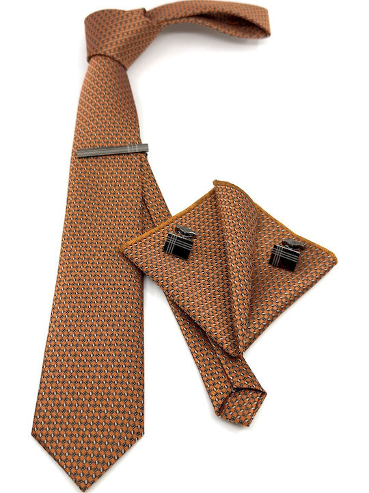 Legend Accessories Men's Tie Set Printed in Orange Color