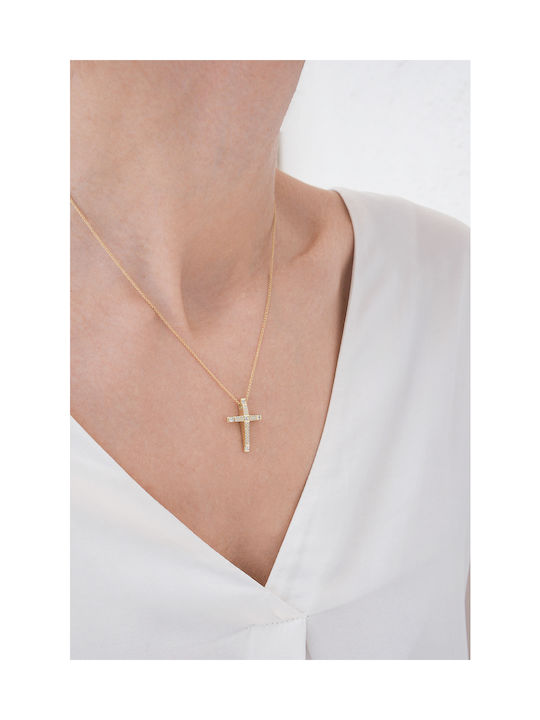 Kritsimis Damen Gold Kreuz 14K mit Kette