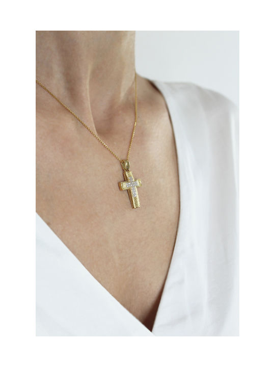 Kritsimis Damen Gold Kreuz 14K mit Kette