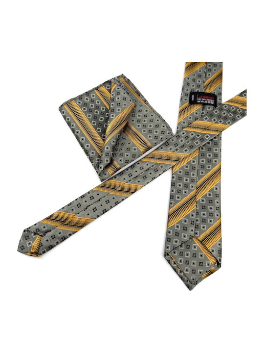 Legend Accessories Men's Silk Printed Tie Set in Grey Color L-050-299/B