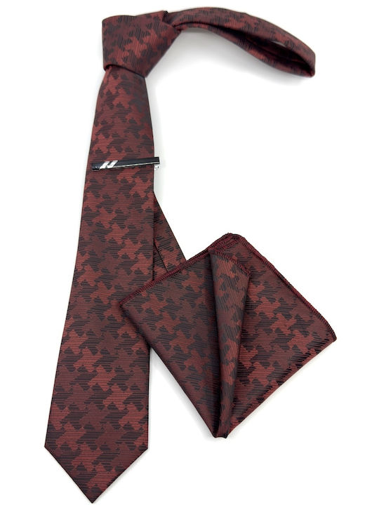 Legend Accessories Men's Tie Set Printed in Burgundy Color