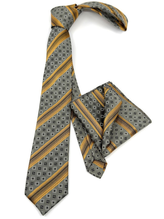 Legend Accessories Men's Silk Printed Tie Set in Grey Color L-050-299/B