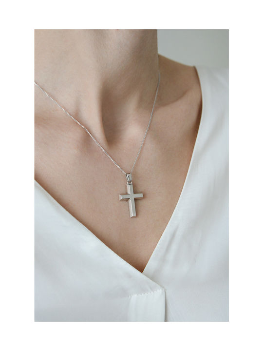 Kritsimis Women's White Gold Cross 14K with Chain