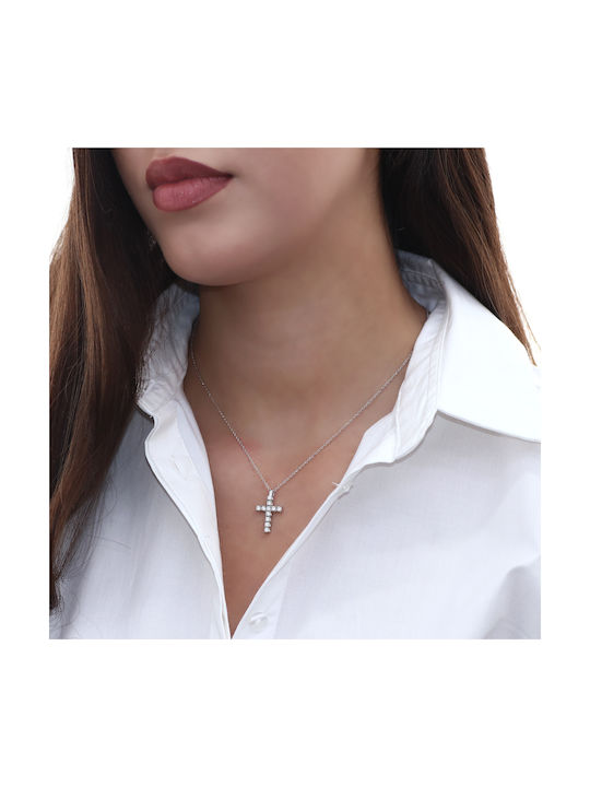 White Gold Cross 18K