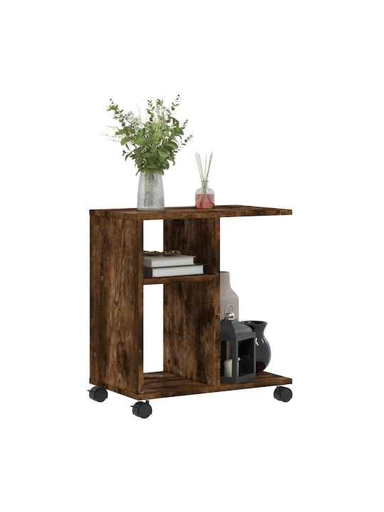 vidaXL Beistelltisch Rechteckig Holz mit Rädern Rauchfichte M50xT30xH55cm