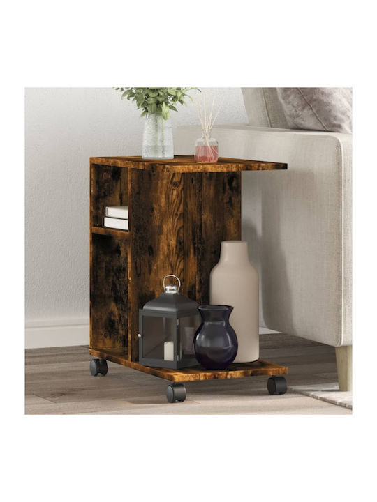 vidaXL Beistelltisch Rechteckig Holz mit Rädern Rauchfichte M50xT30xH55cm