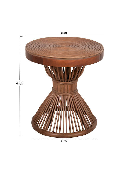 Masă Laterală Rotundă Circe Din Bambus Maro M40xL40xÎ45.5cm