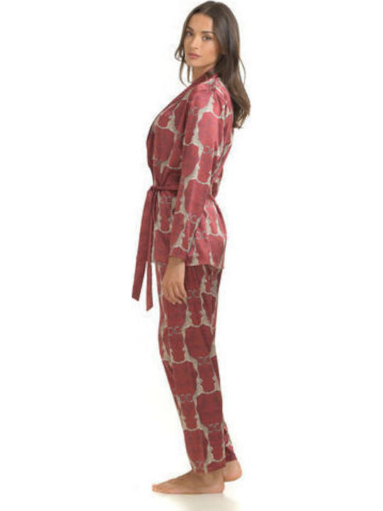 Miss Rosy Set Pijamale pentru Femei Dark Red