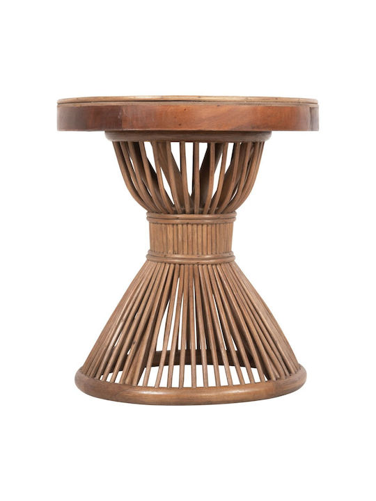 Masă Laterală Rotundă Circe Din Bambus Maro M40xL40xÎ45.5cm