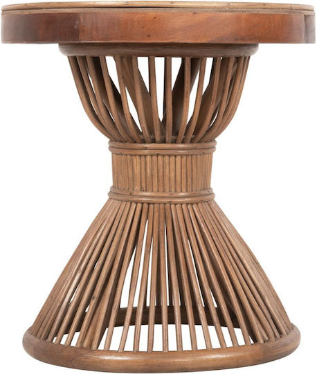 Masă Laterală Rotundă Circe Din Bambus Maro M40xL40xÎ45.5cm