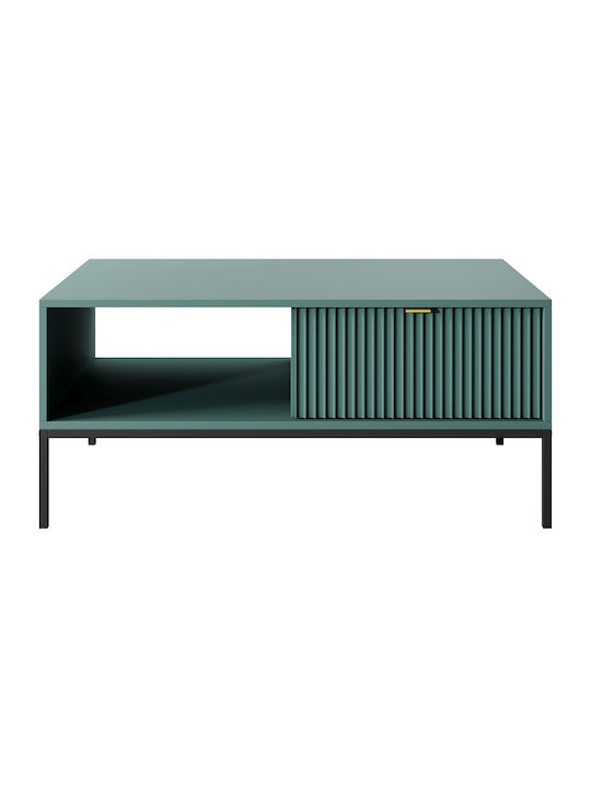 Rectangular Central Coffee Table Nova Wooden with Drawers Green and Black M104xP68xH46cm