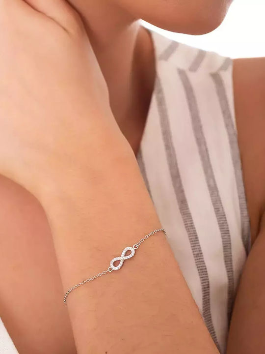 Oxzen Bracelet with design Infinity made of Silver with Zircon