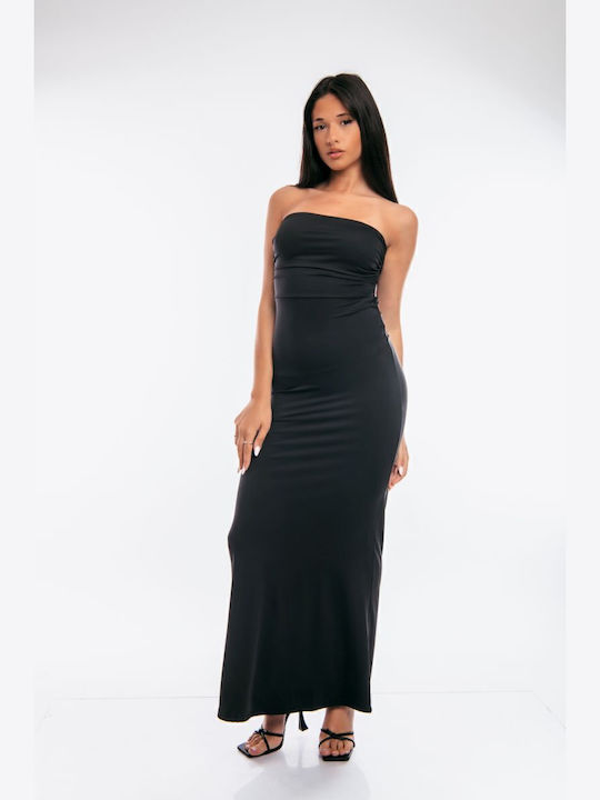 Summer Evening Strapless Black Dress