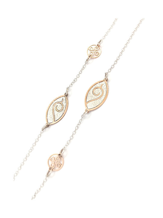 925 Silver Plated Rose Gold Long Necklace with Diamond Design