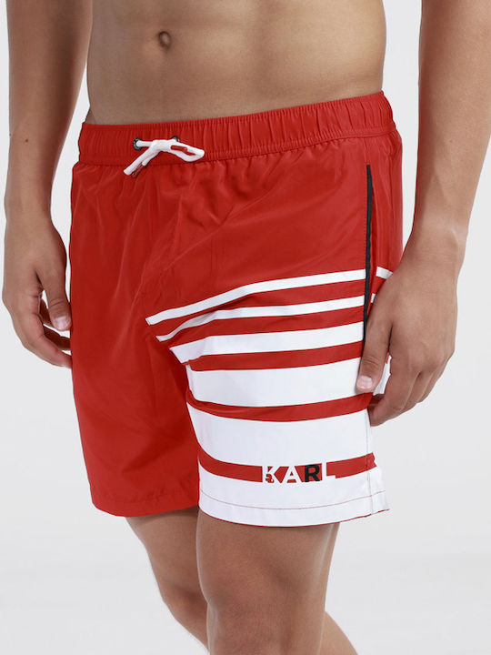 Costum De Baie Bărbați Pantaloni Scurți Roșii Cu Dungi