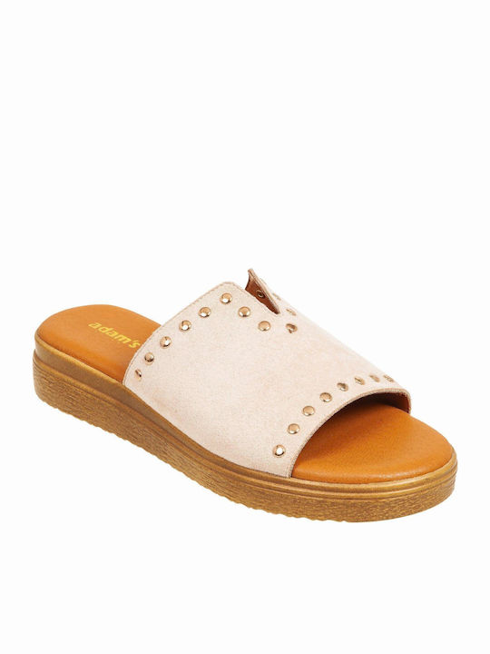 Adam's Shoes Women's Flat Sandals Flatforms in Beige Color