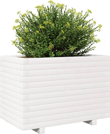 vidaXL Planter Box Wooden White 70x40x49.5cm.