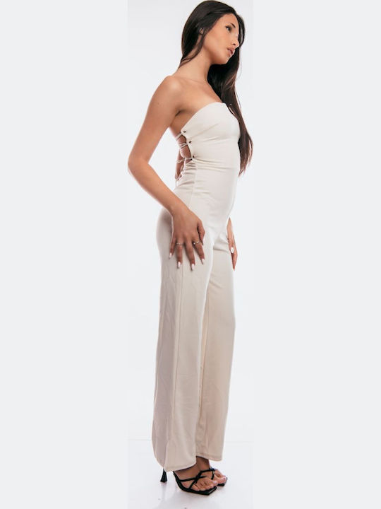 Γυναικεία Strapless Ολόσωμη Φόρμα Μπεζ