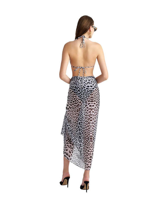 Blu4u Black Animal Print Γυναικείο Παρεό