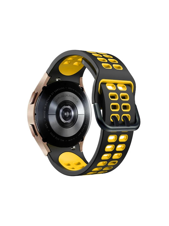 Galaxy Watch Active 2 20mm Αναπνεύσιμο Δίχρωμο Λουράκι Ρολογιών Σιλικόνης Μαύρο + Κίτρινο