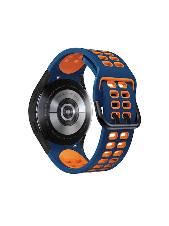 Galaxy Watch Active 2 20mm Breathable Two-Tone Silicone Watch Strap Blue Midnight + Orange