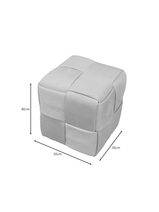 Stool For Living Room Upholstered with Velvet Jisko Gray 38x38x40cm
