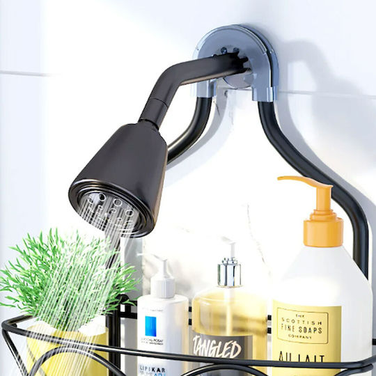 Regal An der Wand montiert Badezimmerregal Metallisch 25.8x55x25.8cm Schwarz