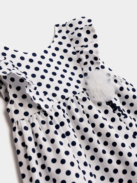 Funky Kids Dress Polka Dot White