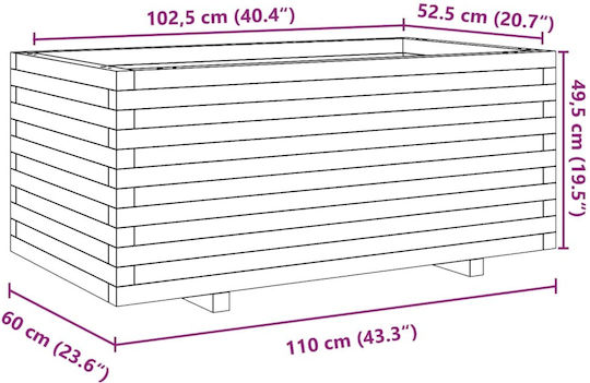 vidaXL Garten Blumenkasten Hölzernes White 110x60x49.5cm.