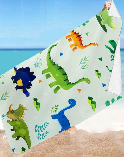 Tatu Moyo Kids Beach Towel White Dinosaurs 160x80cm