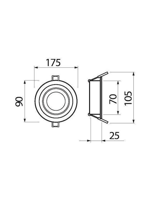 Gtv Metallisch Rahmen für Spots GU10 Schwarz 9x9cm. 1Stück