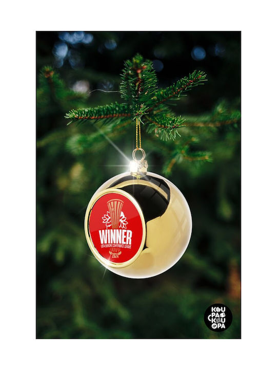 Europa Conference League Winner Christmas Hanging Ball Ornament Gold With Gold Dust With Beads Gold