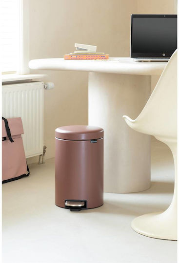 Brabantia Κάδος NewIcon Pedal Απορριμμάτων Πλαστικός με Πεντάλ Καφέ 12lt