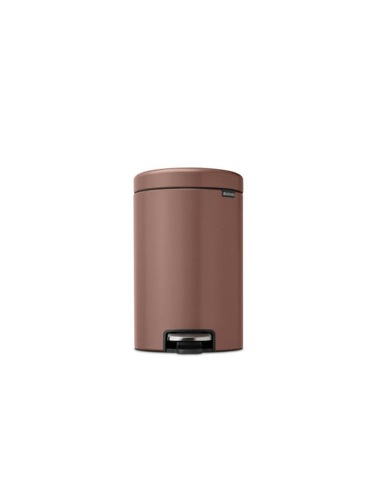 Brabantia Newicon Κάδος Απορριμμάτων Πλαστικός με Πεντάλ Καφέ 12lt