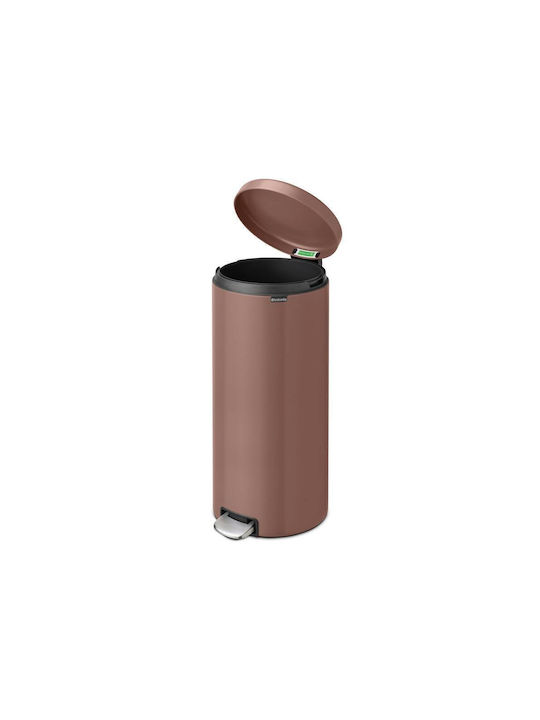 Brabantia Newicon Coș de Gunoi Metal cu Pedală Maro 30lt 1buc