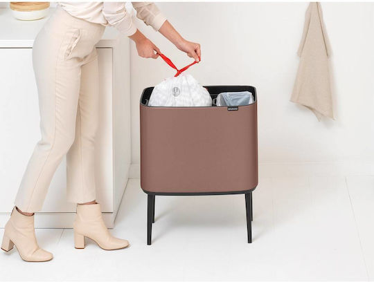 Brabantia Bo Touch Recycling Waste Bin Plastic Push Brown 34L