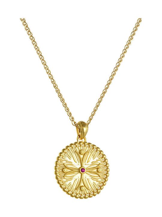 Charm Sf. Constantin și Elena cu Pietre, Aur 14k, Față-Verso