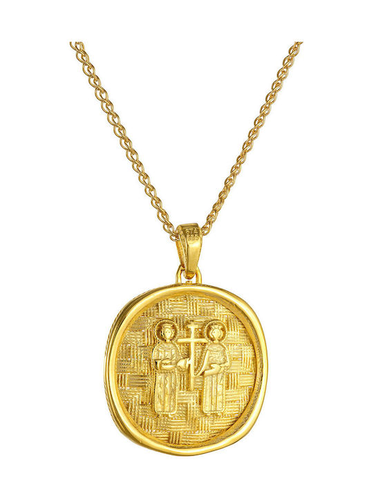 Amuletă Constantinato din aur de 14k cu două fețe