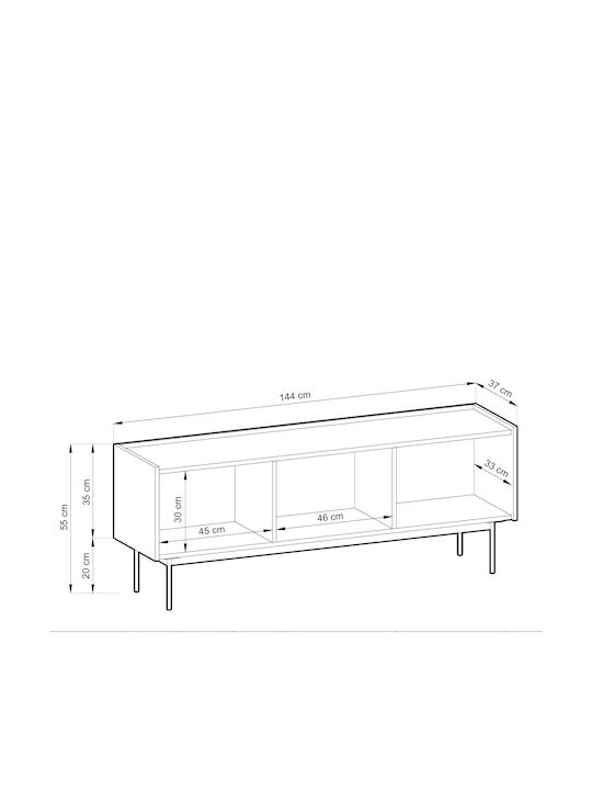 Stand TV Culoare Ceramic Roșu + Natural L144xA55xÎ37cm