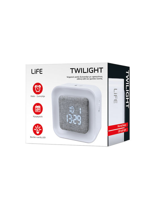 Life Twilight Настолен Часовник с Аларма Бял 221-0391