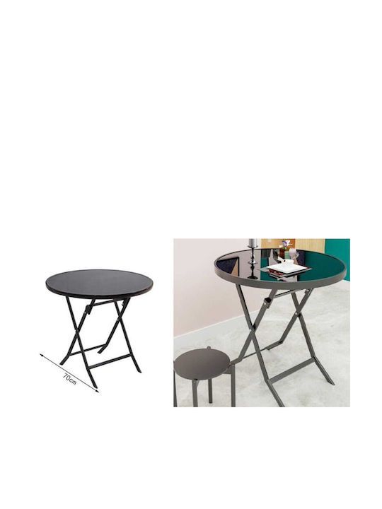 Outdoor Dinner Foldable Metal Table Black 70x70x70cm