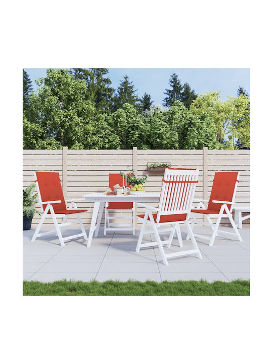 vidaXL Garden Chair Cushions with Backrest Red 4 Pieces 50x120cm