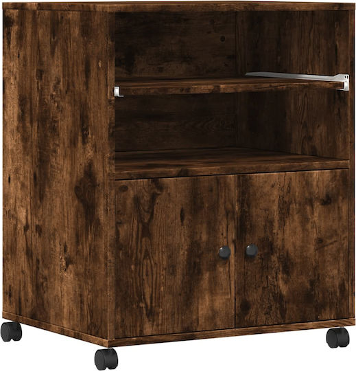 Druckerständer mit Rädern aus Räuchereiche 60 x 48 x 74 cm - 840636 - Braun