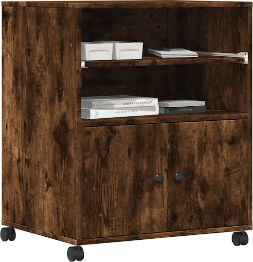 Druckerständer mit Rädern aus Räuchereiche 60 x 48 x 74 cm - 840636 - Braun