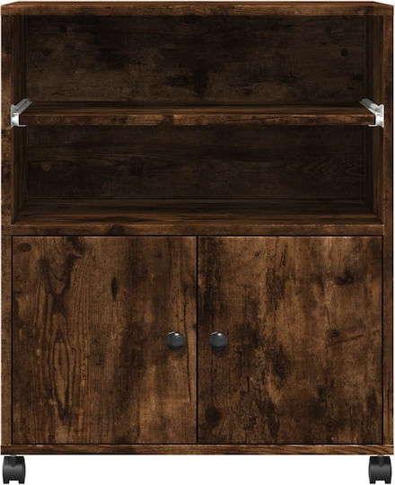 Druckerständer mit Rädern aus Räuchereiche 60 x 48 x 74 cm - 840636 - Braun